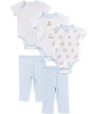 Little Me Baby Boy Short Sleeve Bear Print Organic Cotton 5-Piece Set