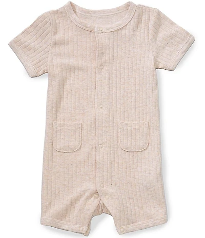 Little Me Baby Boys Bamboo Ribbed Knit Short Sleeve Pocket Shortall