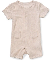 Little Me Baby Boys Bamboo Ribbed Knit Short Sleeve Pocket Shortall