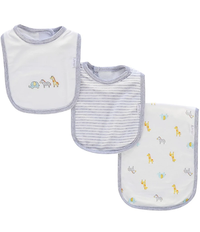 Little Me Baby Boys Cotton Safari Bib & Burp Set