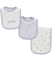 Little Me Baby Boys Cotton Safari Bib & Burp Set