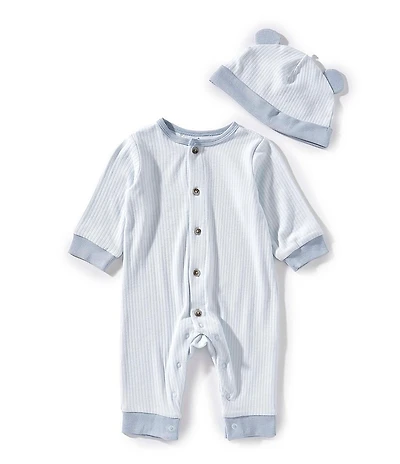 Little Me Baby Boys Cozy Ribbed Coverall And Hat Set