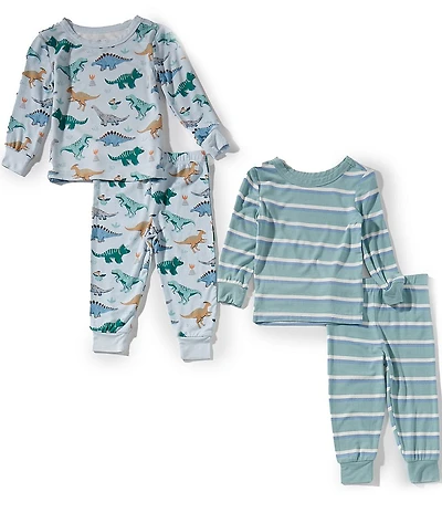Little Me Baby Boys Dinosaur/Striped Print 4-Piece Pajama Set