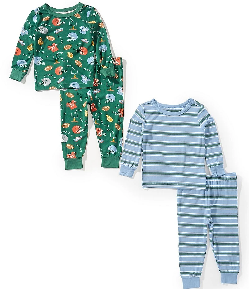Little Me Baby Boys Football and Stripe Print 4-Piece Pajama Set