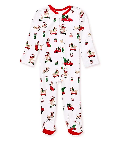 Little Me Baby Boys Long-Sleeve Christmas Puppy Printed Footed Coverall