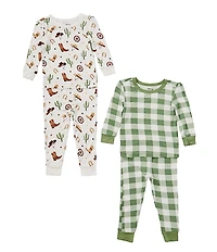 Little Me Baby Boys Long-Sleeve Cowboy/Plaid Printed Bamboo-Blend 4-Piece Pajama Set