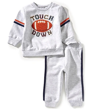 Little Me Baby Boys Long-Sleeve Football-Graphic Fleece Sweatshirt & Matching Fleece Jogger Pants Set