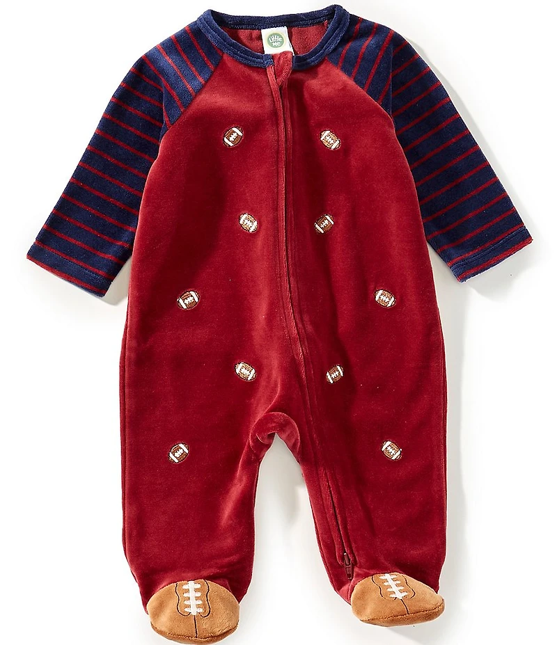Little Me Baby Boys Long Sleeve Football Velour Footie