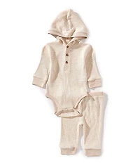 Little Me Baby Boys Long Sleeve Oatmeal Bodysuit Pant 2-Piece Set