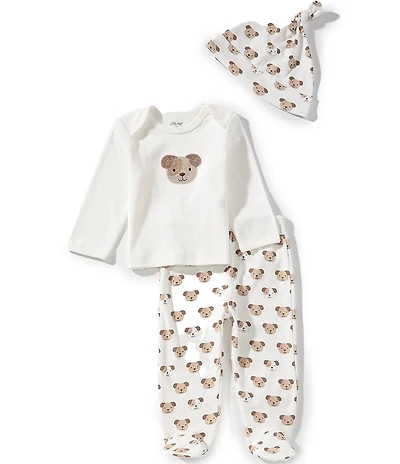 Little Me Baby Boys Long Sleeve Puppy-Face Motif Tunic Top & Puppy-Printed Footed Pant Set