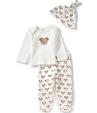 Little Me Baby Boys Long Sleeve Puppy-Face Motif Tunic Top & Puppy-Printed Footed Pant Set