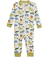 Little Me Baby Boys Bamboo Long-Sleeve Safari-Animal-Printed Coverall