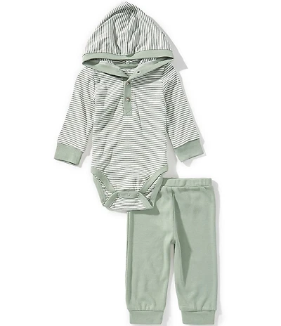 Little Me Baby Boys Long-Sleeve Striped Bodysuit & Solid Jogger Pant Set