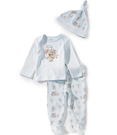 Little Me Baby Boys Long-Sleeve Striped/Cowboy-Graphic T-Shirt & Western-Inspired-Print Footed Pant Set