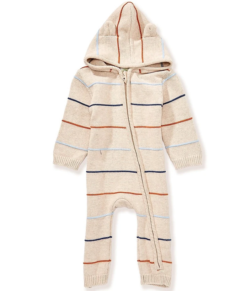 Little Me Baby Boys Long-Sleeve Thin-Striped Hooded Coverall