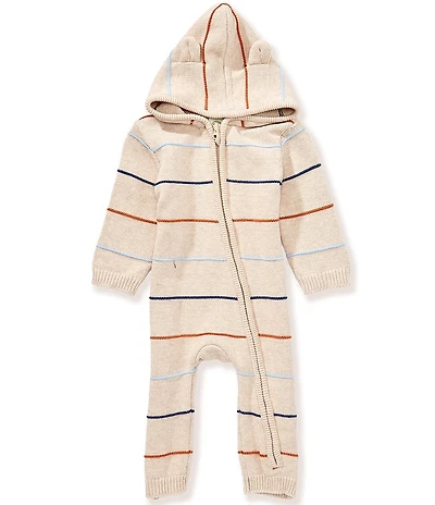 Little Me Baby Boys Long-Sleeve Thin-Striped Hooded Coverall