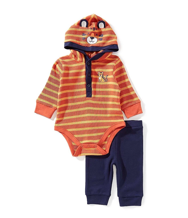 Little Me Baby Boys Long Sleeve Tiger Bodysuit And Matching Solid Pants 2-Piece Set