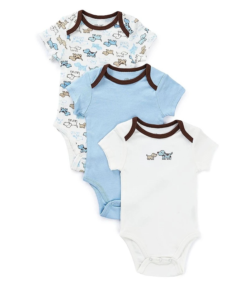 Little Me Baby Boys Cute Puppies Short Sleeve Bodysuits 3-Pack