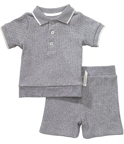 Little Me Baby Boys Organic Cotton Short-Sleeve Knit Polo Shirt & Shorts Set
