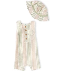 Little Me Baby Boys Organic Cotton Sleeveless Striped Shortall