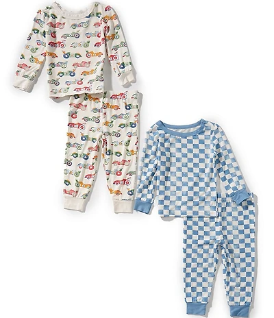 Little Me Baby Boys Playful Cowgirl/Checked Heart-Printed 4-Piece Pajama Set