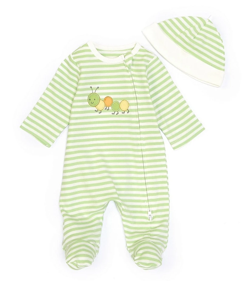 Little Me Baby Boys Long Sleeve Stripe Caterpillar Footie Coverall & Hat Set