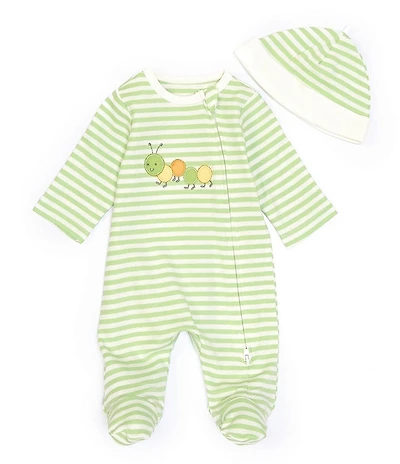 Little Me Baby Boys Long Sleeve Stripe Caterpillar Footie Coverall & Hat Set