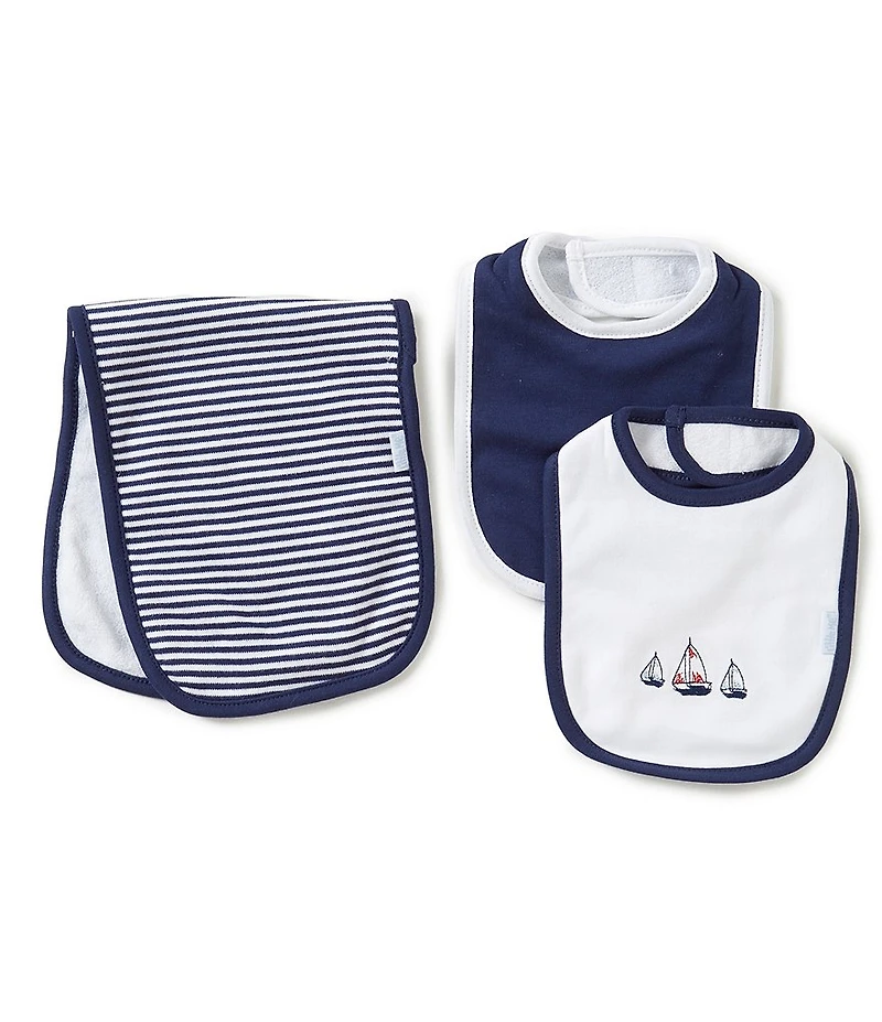 Little Me Baby Boys Sailboats Bib & Burp Cloth Set