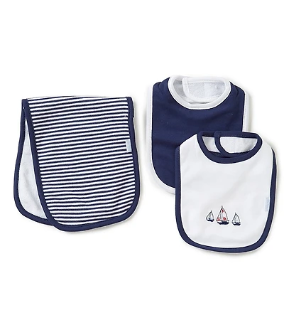 Little Me Baby Boys Sailboats Bib & Burp Cloth Set