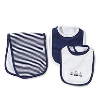 Little Me Baby Boys Sailboats Bib & Burp Cloth Set