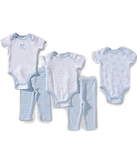Little Me Baby Boys Short Sleeve Dog Printed Bodysuit & Pants 5-Piece Set