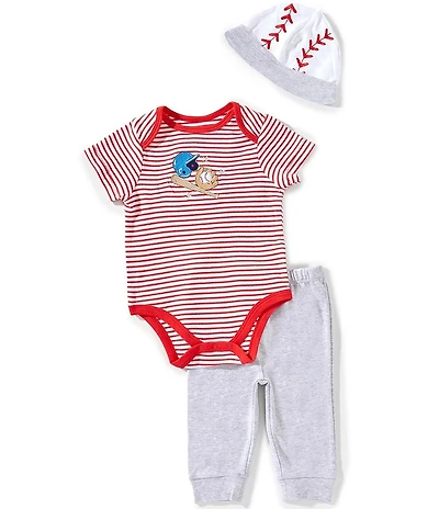 Little Me Baby Boys Short Sleeve Stripe Baseball Bodysuit 3-Piece Set