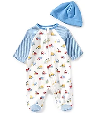 Little Me Baby Boys Trucks Footie-Hat Set