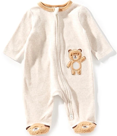 Little Me Baby Fuzzy Bear Velour Footies
