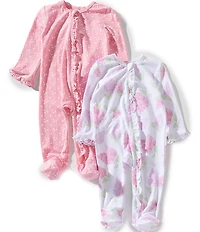 Little Me Baby Girls Organic Cotton and Bamboo Lilac and Ditsy Floral Print Footies 2-Pack