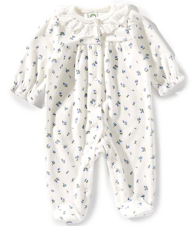 Little Me Baby Girl Tiny Floral Velour Footie