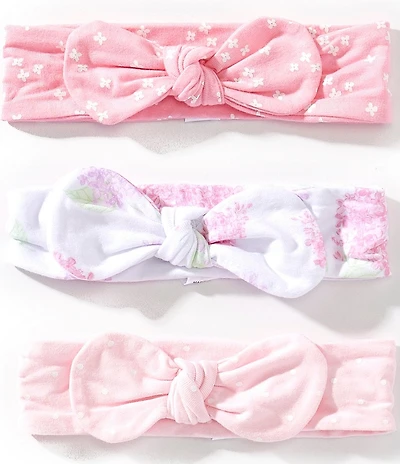 Little Me Baby Girls Organic Cotton and Bamboo Lilac and Ditsy Floral Print Headband 3-Pack Set