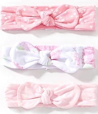 Little Me Baby Girls Organic Cotton and Bamboo Lilac and Ditsy Floral Print Headband 3-Pack Set