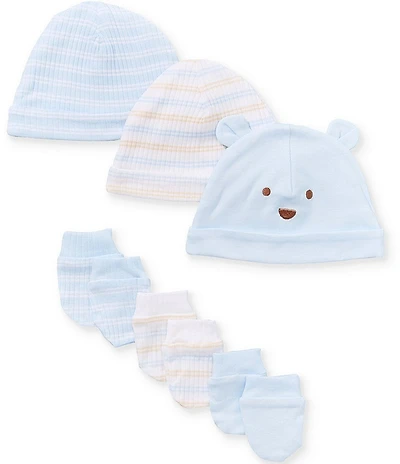 Little Me Baby Girls Bear Hat & Mitt One Size 6-Piece Set