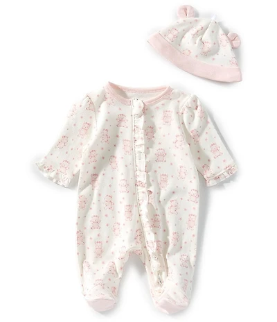 Little Me Baby Girls Cotton Joyful Bear Footie