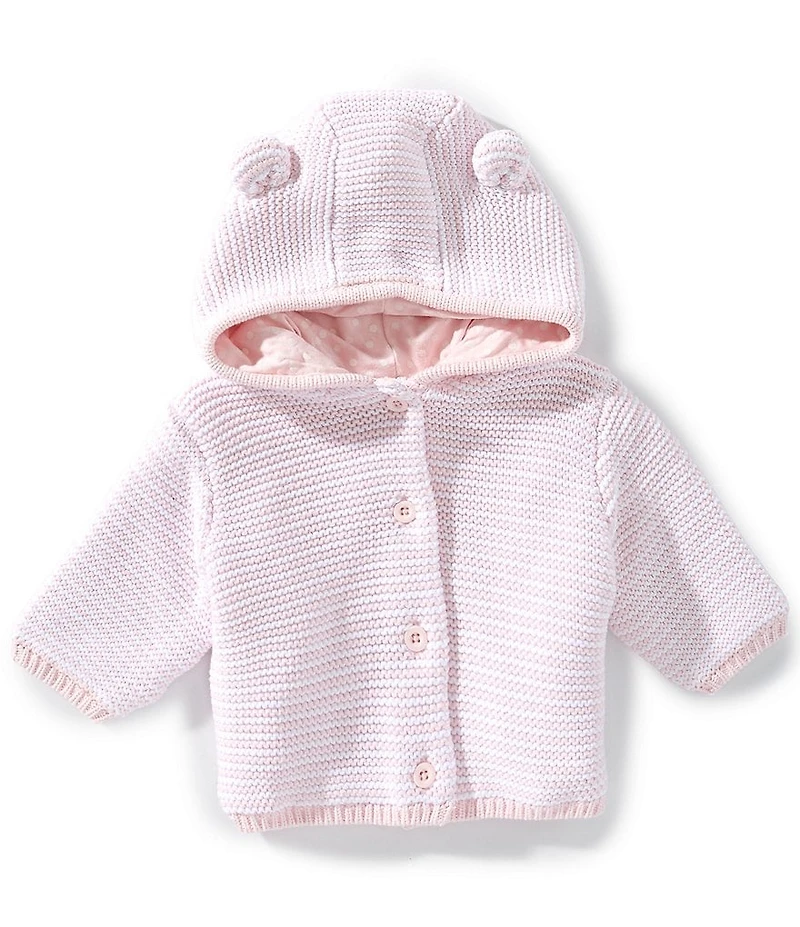 Little Me Baby Girls Cotton Texture Hooded Cardigan