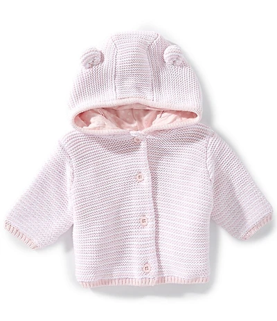 Little Me Baby Girls Cotton Texture Hooded Cardigan