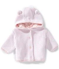 Little Me Baby Girls Cotton Texture Hooded Cardigan