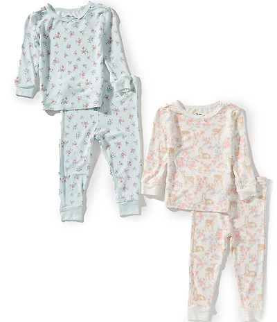 Little Me Baby Girls Deer/Floral-Printed 4-Piece Pajama Set