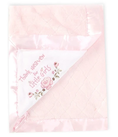 Little Me Baby Girls Double Sided 'Thank Heavens for Little Girls' Satin Trimmed Soft Blanket