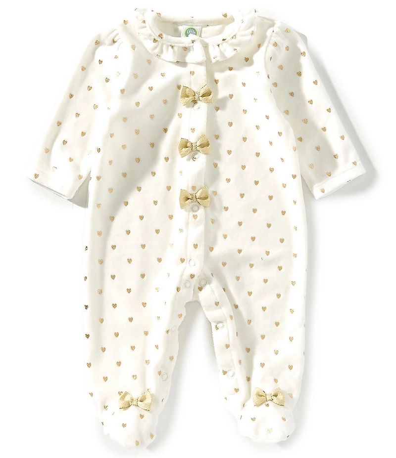 Little Me Baby Girls Gold Hearts Footie Coverall