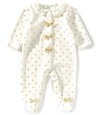 Little Me Baby Girls Gold Hearts Footie Coverall