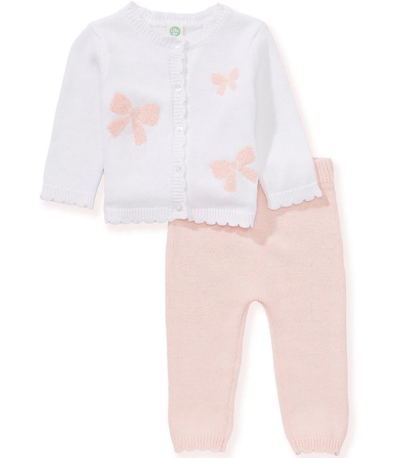 Little Me Baby Girls Long-Sleeve Bow-Adorned Cardigan & Solid Leggings Set