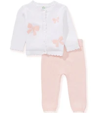 Little Me Baby Girls Long-Sleeve Bow-Adorned Cardigan & Solid Leggings Set