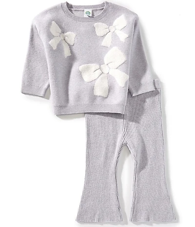 Little Me Baby Girls Long Sleeve Bow Sweater & Matching Pants Set